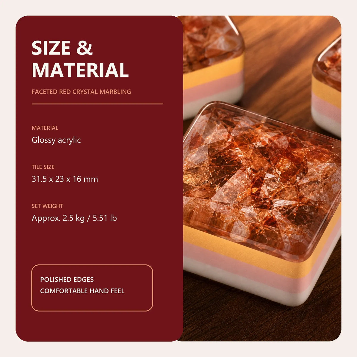 Casualruby© Red Crystal American Mahjong Tiles
