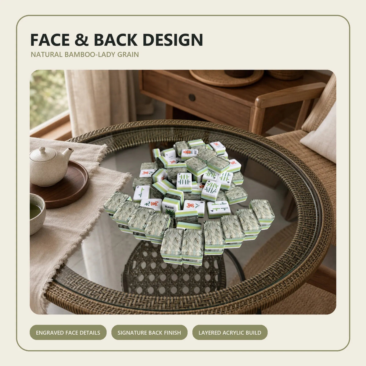 Casualruby© Bamboo Lady American Mahjong Tiles