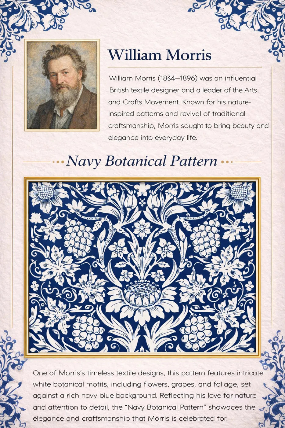 William Morris “Navy Botanical Pattern”