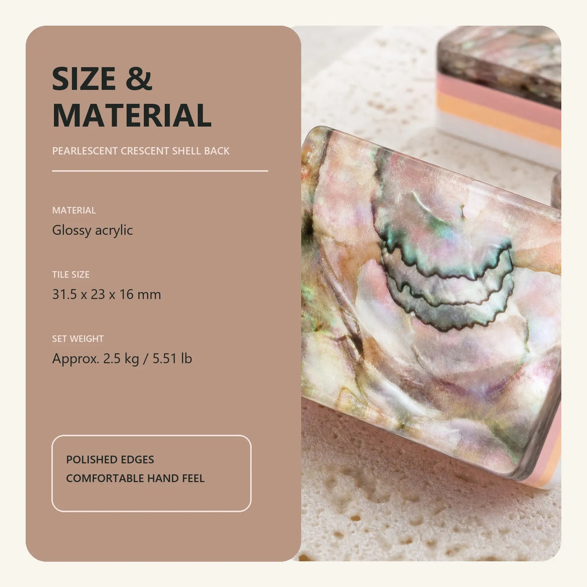 Casualruby© Crescent Shell American Mahjong Tiles