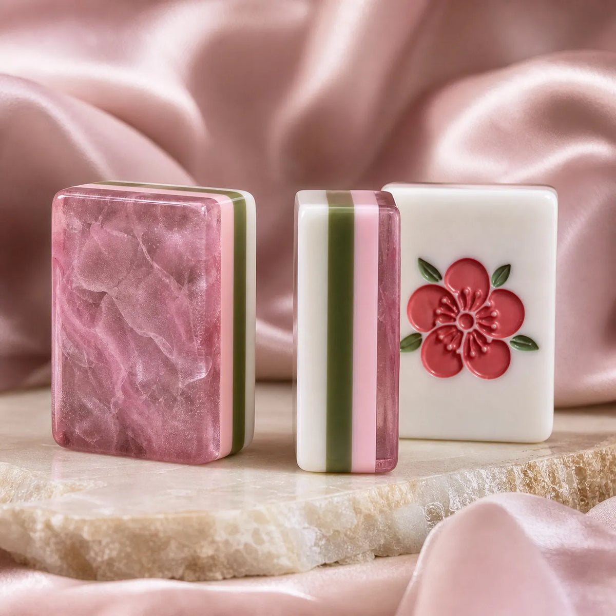 Casualruby© Pink Rose American Mahjong Tiles