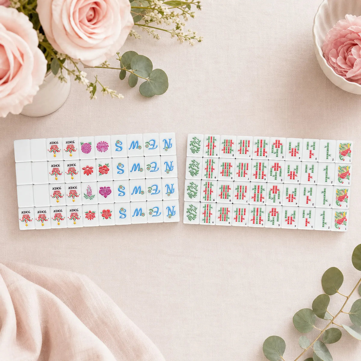 Casualruby© Pink Rose American Mahjong Tiles