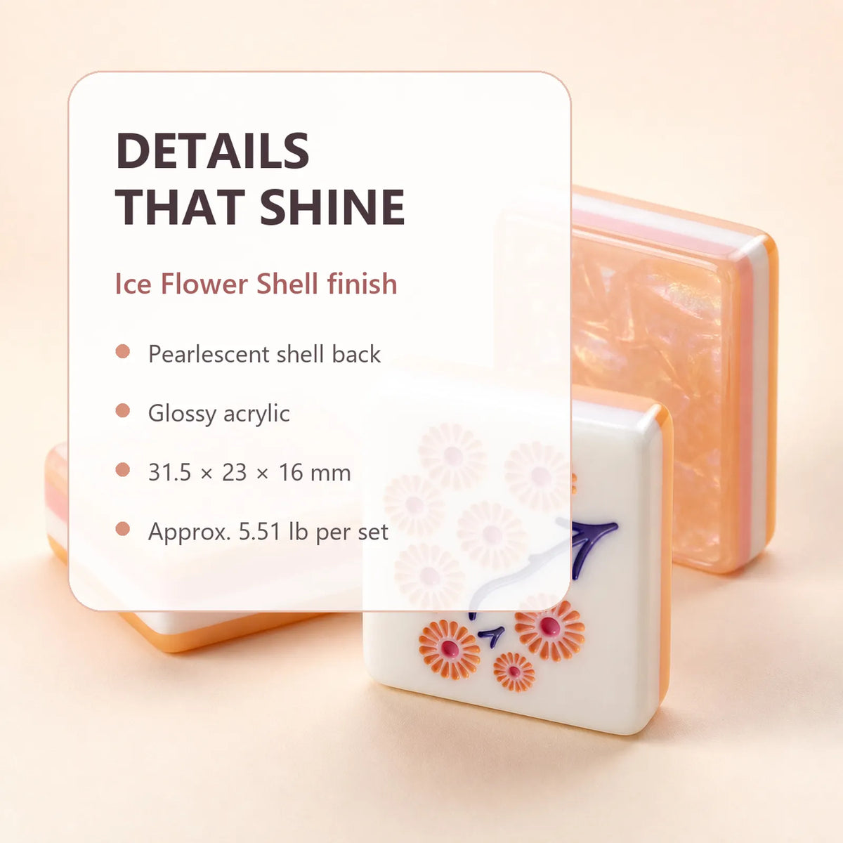 Casualruby© Ice Flower Shell American Mahjong Tiles