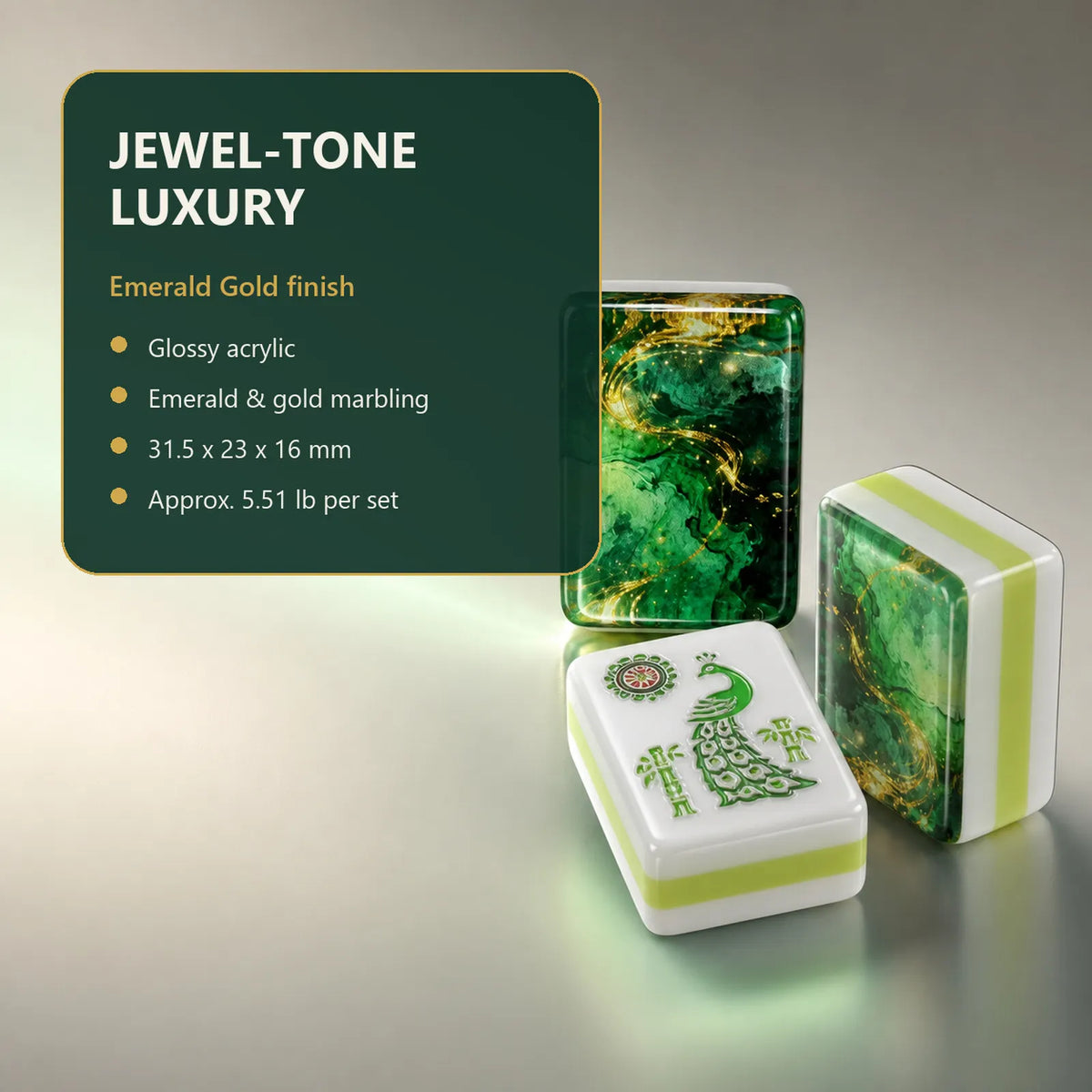 Casualruby© Emerald Gold American Mahjong Tiles