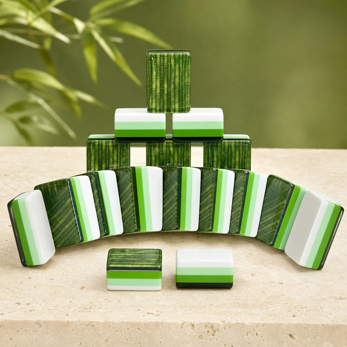 Casualruby© Green Bamboo American Mahjong Tiles