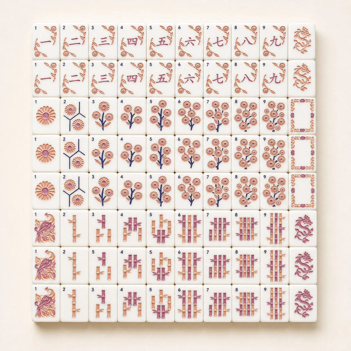 Casualruby© Ice Flower Shell American Mahjong Tiles