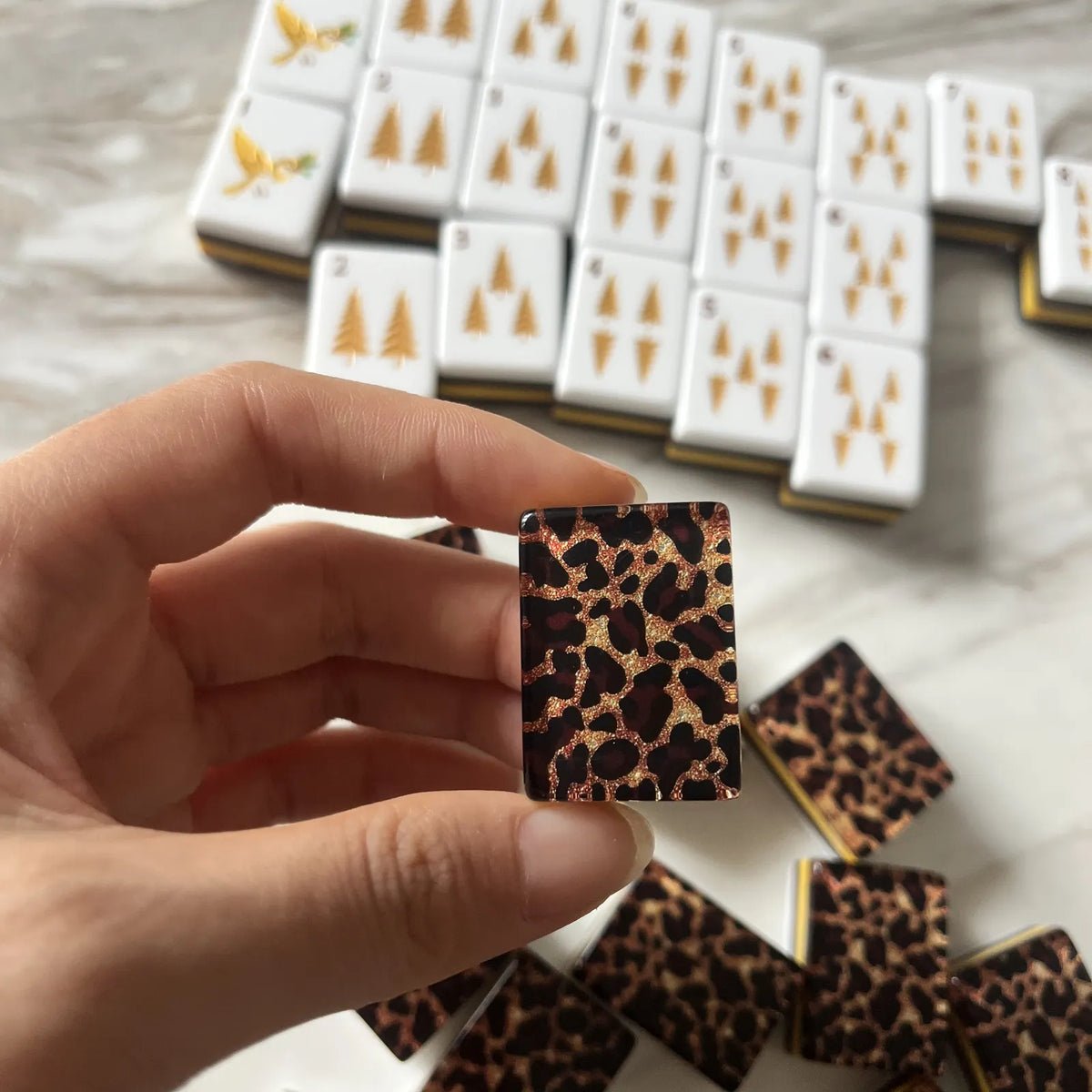 Amor-Mahj© The Leopard Family Collection: Premium Acrylic American Mahjong Set