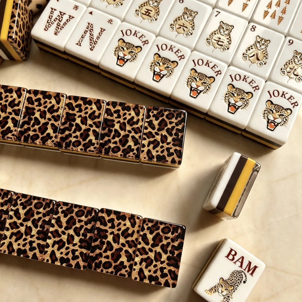 Amor-Mahj© The Leopard Family Collection: Premium Acrylic American Mahjong Set